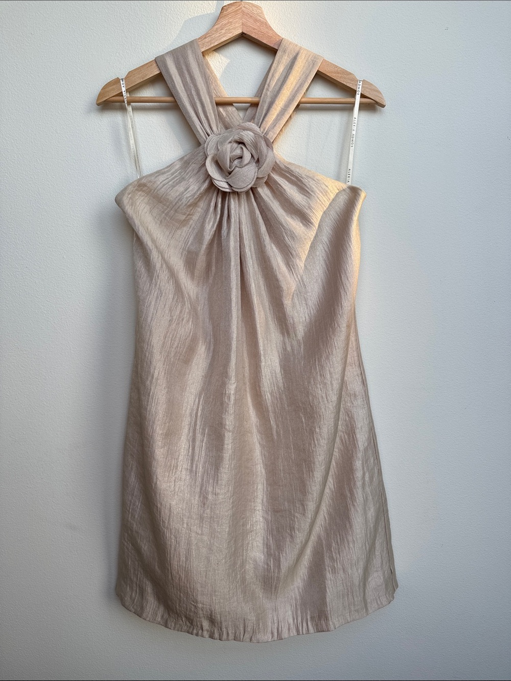 Champagne Pink Dress with Rosette Detail